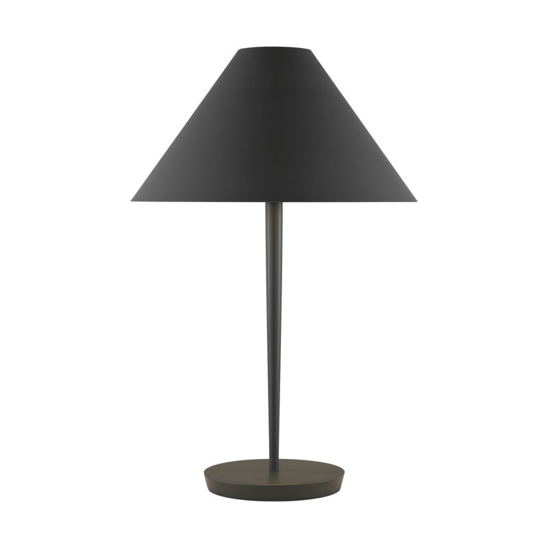 Kelly Wearstler Contra 1 Light Bedroom Home Office Living Room Lamp In Matte Charcoal Finish With Matte Charcoal Shade, Black