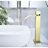 Waterfall Spout Bathroom Sink Tap, Brushed Gold Single Handle, Stainless Steel, Modern Look Handle Faucet, Finish, Elegant Addition-121598776