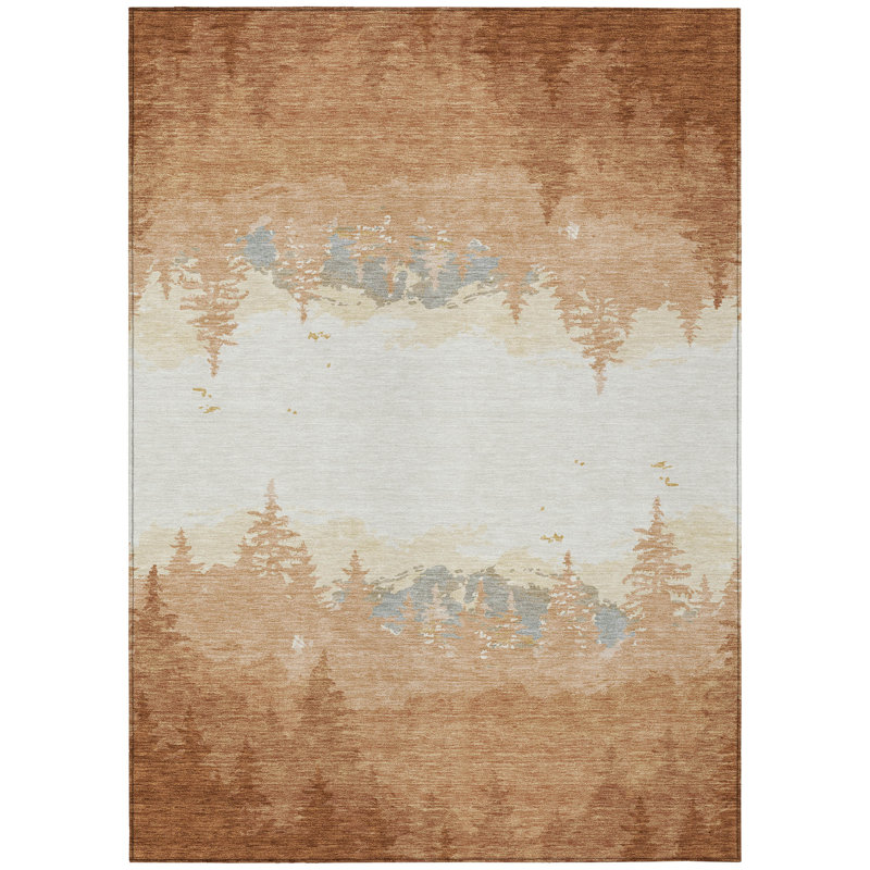 Machine Washable Indoor/Outdoor Chantille ACN2861 Lodge Rug, 3' x 5', Paprika