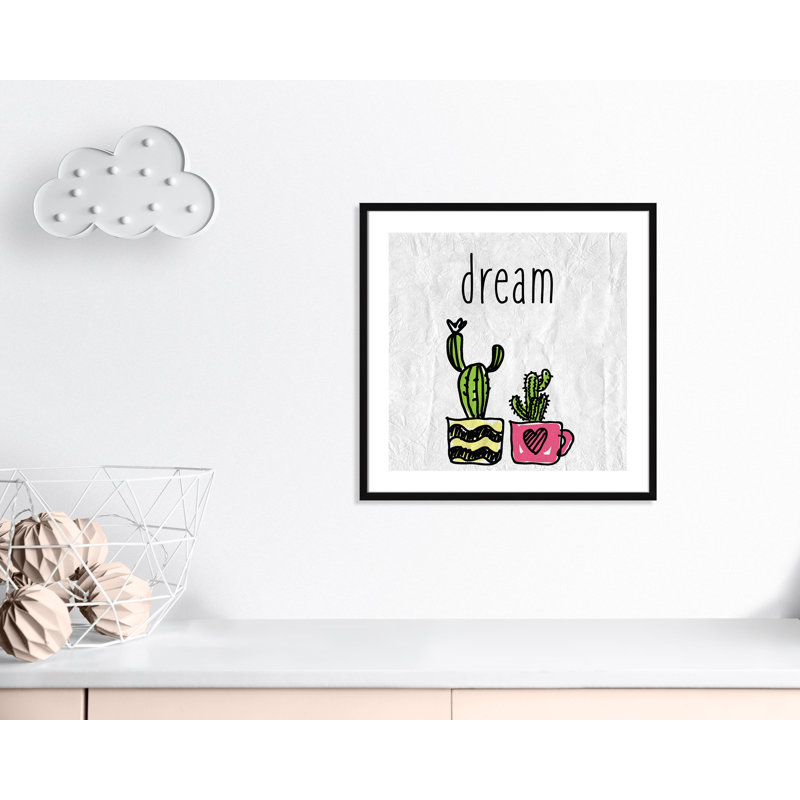 «Cacti A», art encadré, 26.5" H x 26.5" W x 1.18" D, Encadré de boîte noir