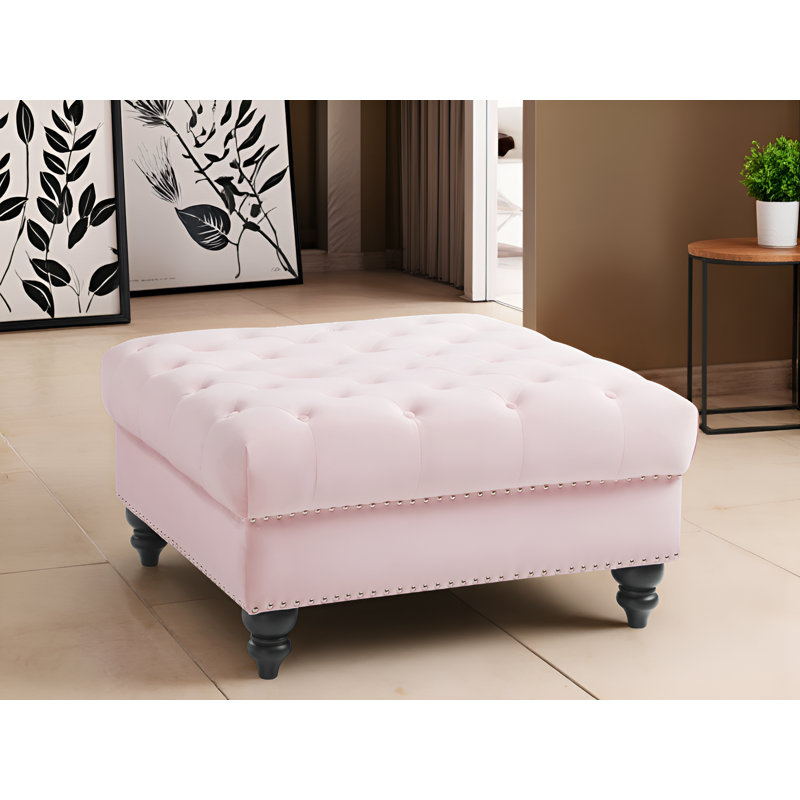 Swansea Velvet Ottoman, Pink