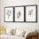 Impression florale rétro CCI - Toile tendue avec châssis sur mesure - 3 pièces