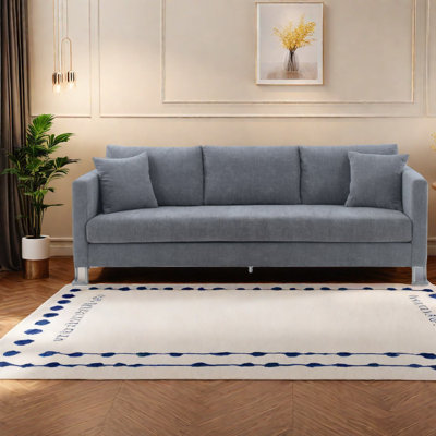 Contemporary Gray Fabric Sofa With Wood Frame For Home