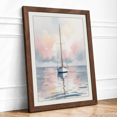 Sailboat at Dawn Coastal - Framed Print