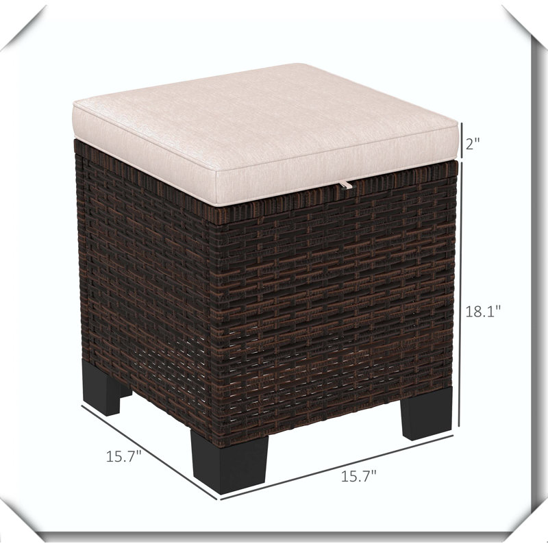Structure en acier de cubes de repose-pieds de patio, Brown,Cream White