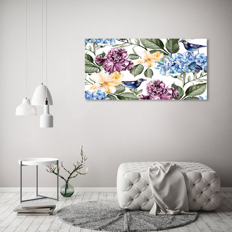 Flowers And Birds - Wrapped Canvas Print