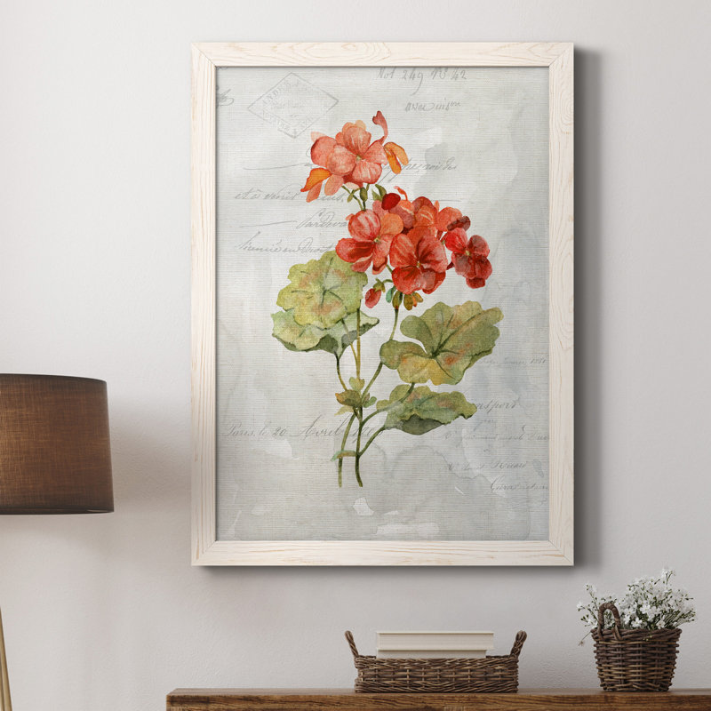 Lin géranium - peinture sur toile encadrée, Blanc, H 20 po x l 17 po x P 1,5 po