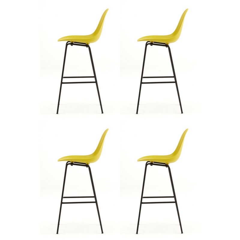 Tabouret de bar et de comptoir TA, Tabouret de bar (siège d'une hauteur de 29,5 po), Noir, Moutarde