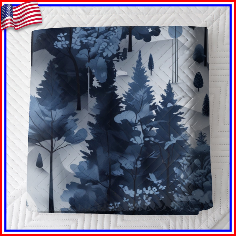 Couvre-lit matelassé Blue Forest Landscape, Lit simple