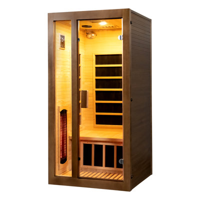 The Smartmak® Wood Home Steam Sauna, 4 Person Canadian Hemlock Traditional Luxurious Wooden Indoor Spa Room, with 6 kw Heater, Bluetooth Speaker, Rocks, Water Bucket, Spoon, Lights