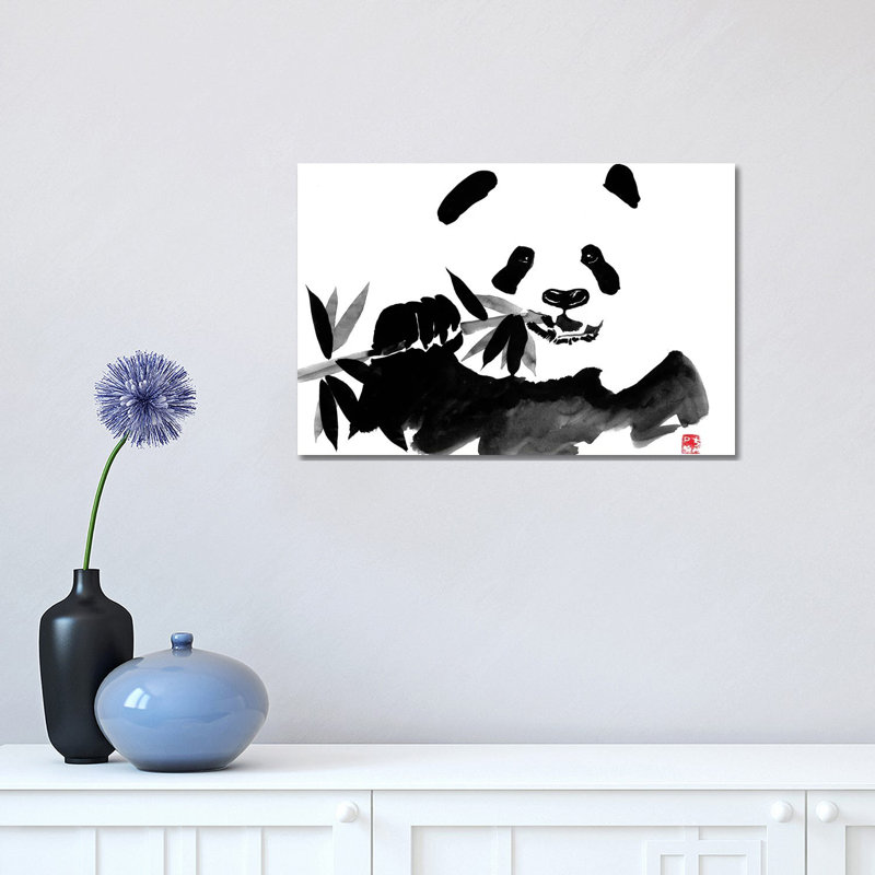 Eating Panda by Péchane - Print on Canvas, Wrapped Canvas, 30.48 cm H x 45.72 cm W