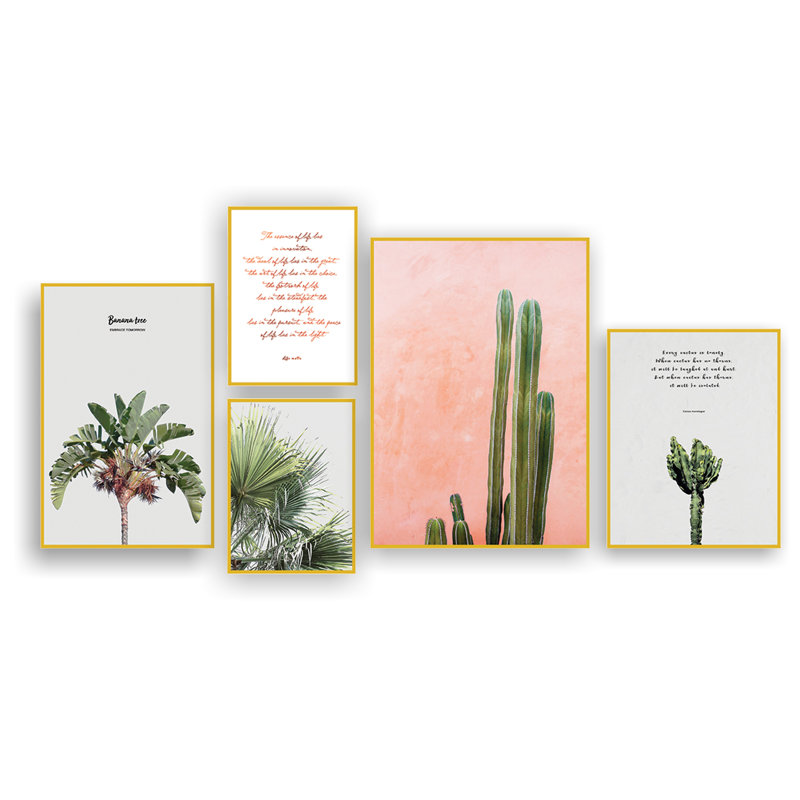 Garden Paintings Composition - B - 5 Piece Single Picture Frame Art Prints on Canvas