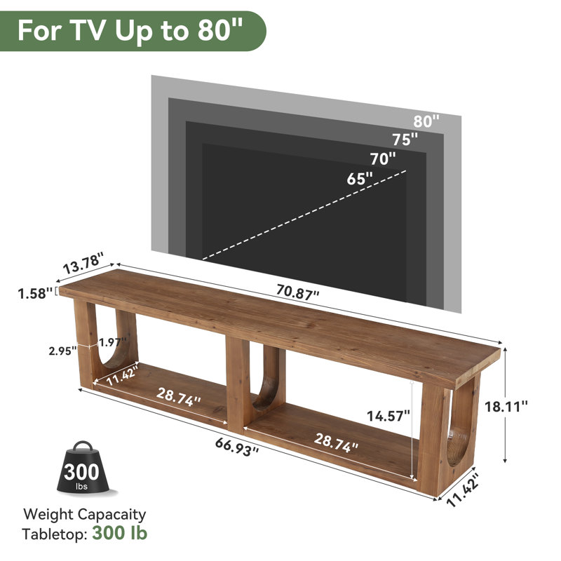 70" Solid Wood TV Stand