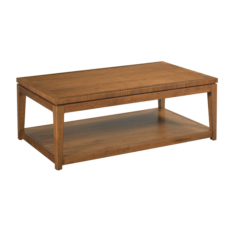 Auburn Walnut Veneer Rectangular Coffee Table with Shelf