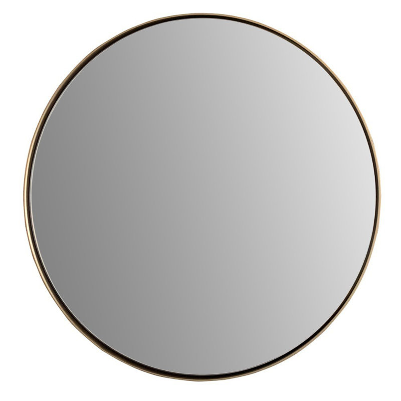 Metal Round Mirror, 23.5" x 23.5", Gold