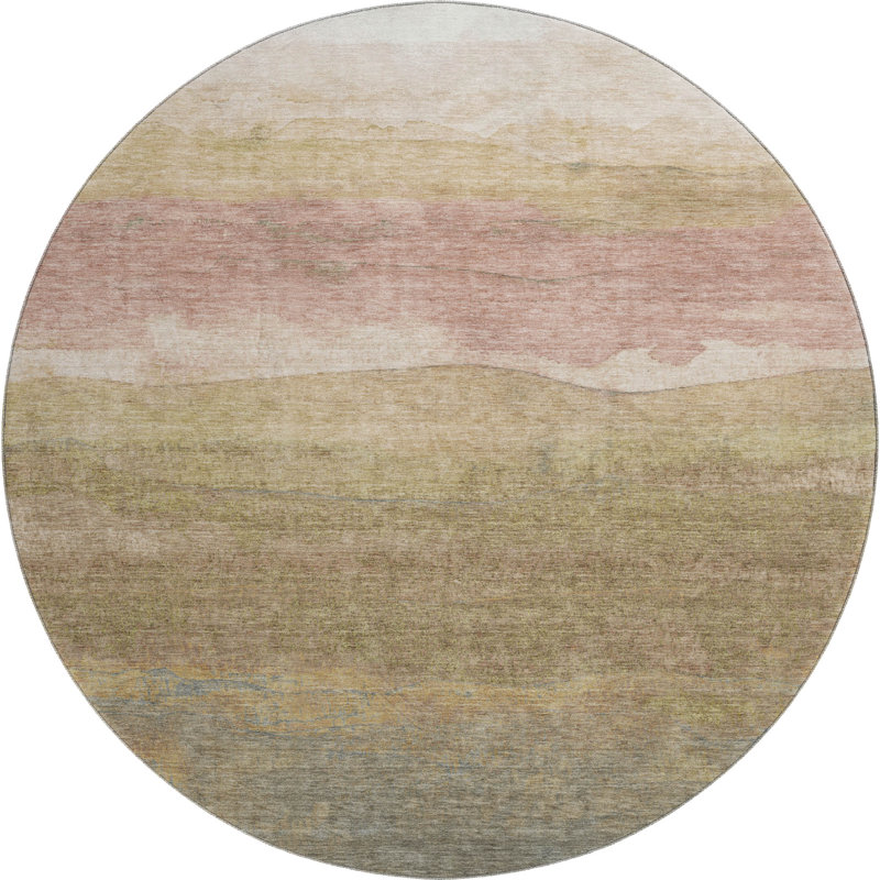 Premium Machine Washable Mehara AMF1699 Stripes Rug, Round 8'