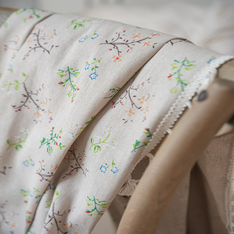 Rideau semi-transparent rustique en mélange de lin et coton (2 pièces), L 52 po x L 96 po