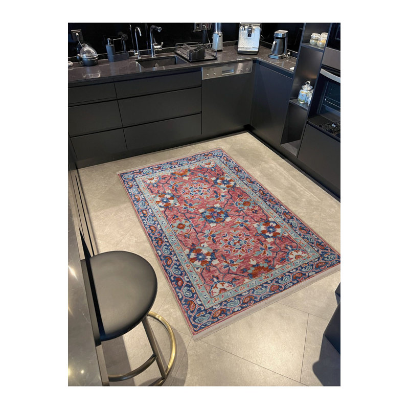 Tapis à motif floral lavable à la machine, Sous-tapis rectangulaire 3 pi 11 po x 5 pi 11 po i