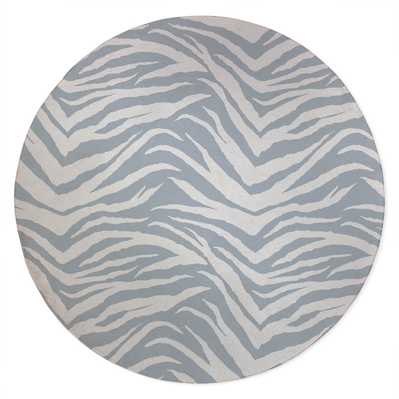 Zebra Patch Non-Slip Outdoor Rug, Round 5'