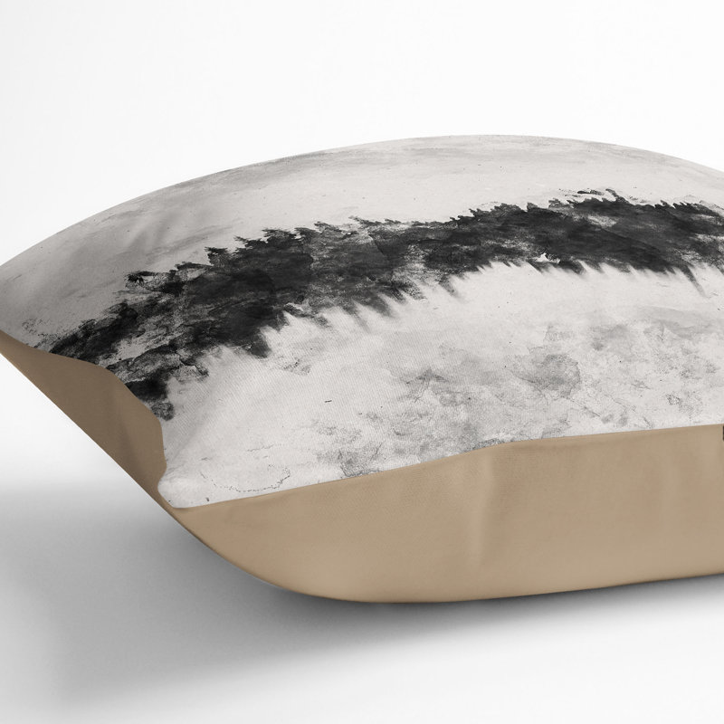 Forest Reflecting on a Lake Watercolour Cushion with Filling, 55cm H x 55cm W x 20cm D, Stone