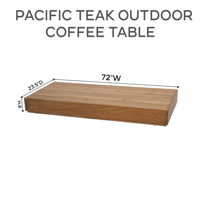 Pacific Outdoor Rectangular Teak Coffee Table, 8" H x 32.5" W x 72" L