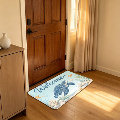 Tapis d'entrée 20 po x 32 po Coastal Turtle Seahorse Welcome Decor