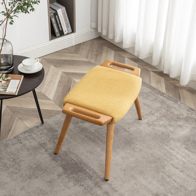 Kronsberger Upholstered Ottoman, Yellow Linen Blend