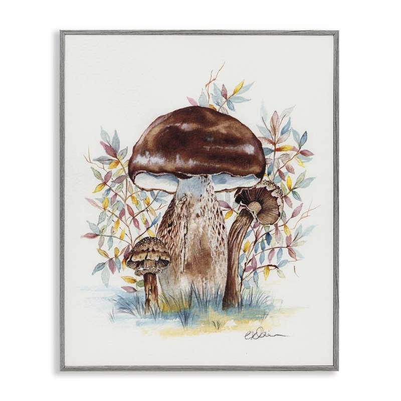 Giclée encadrée par Woody Mushroom Triplet, design par Cady, H 20 po x l 16 po, Estampe numérique Farmhouse
