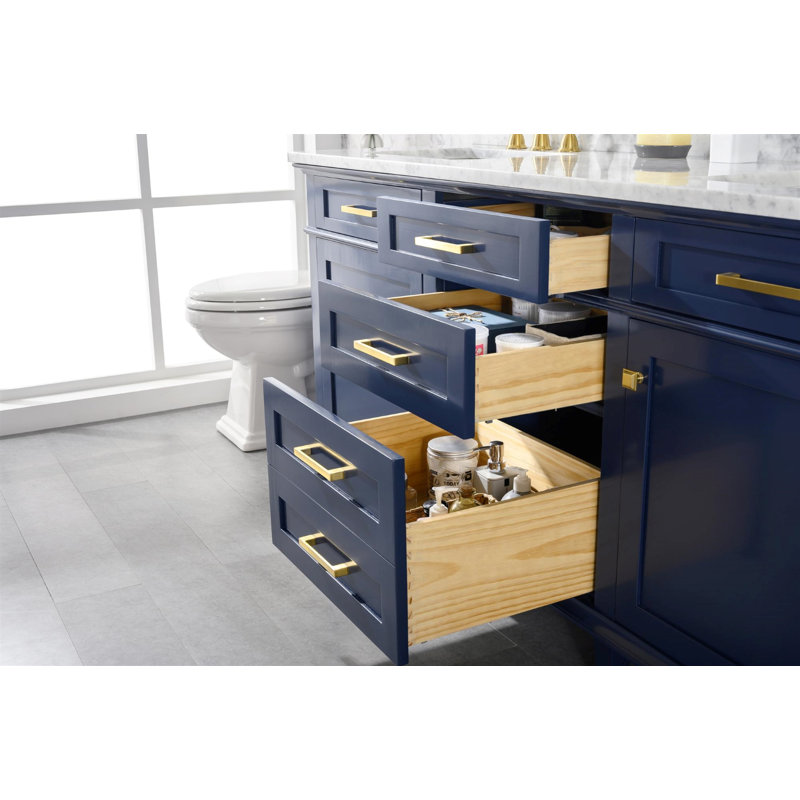 Danbury 72'' Double Bathroom Vanity with Top, Blue