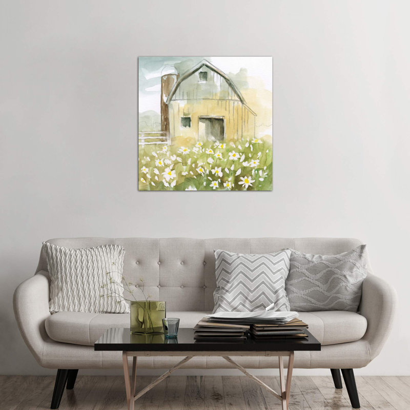 Daisy Barn by Nan - Wrapped Canvas Painting, 45.72 cm H x 45.72 cm W x 1.91 cm D