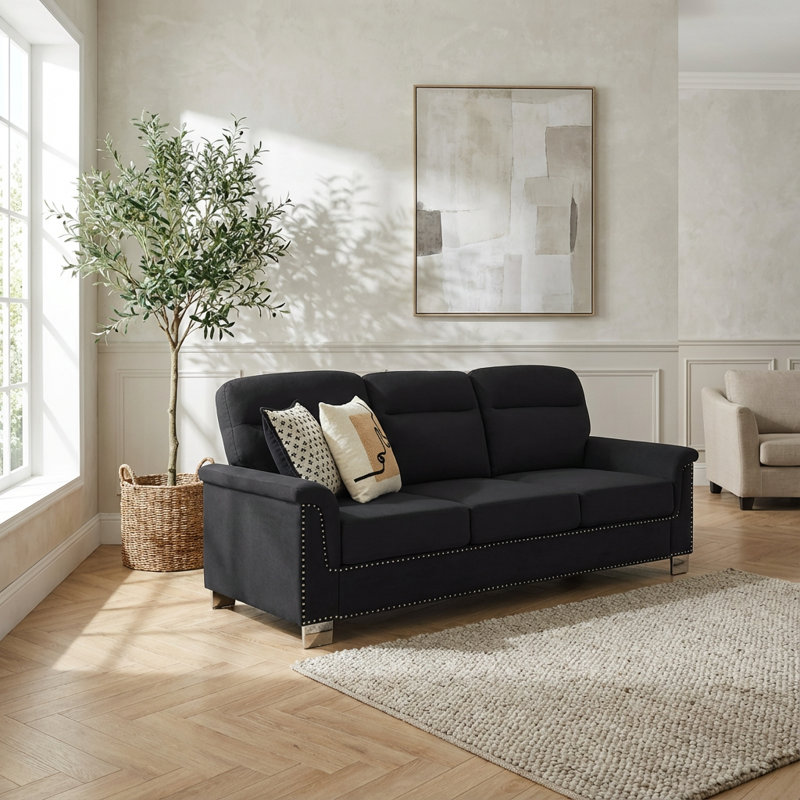 Canapé contemporain en tissu Snowfleece, Noir