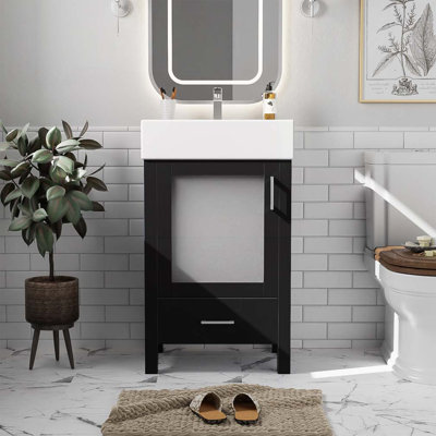 Meuble-lavabo de salle de bain avec lavabo en céramique