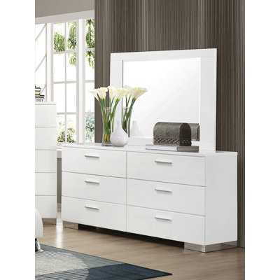 Miroir rectangulaire blanc brillant Vyara