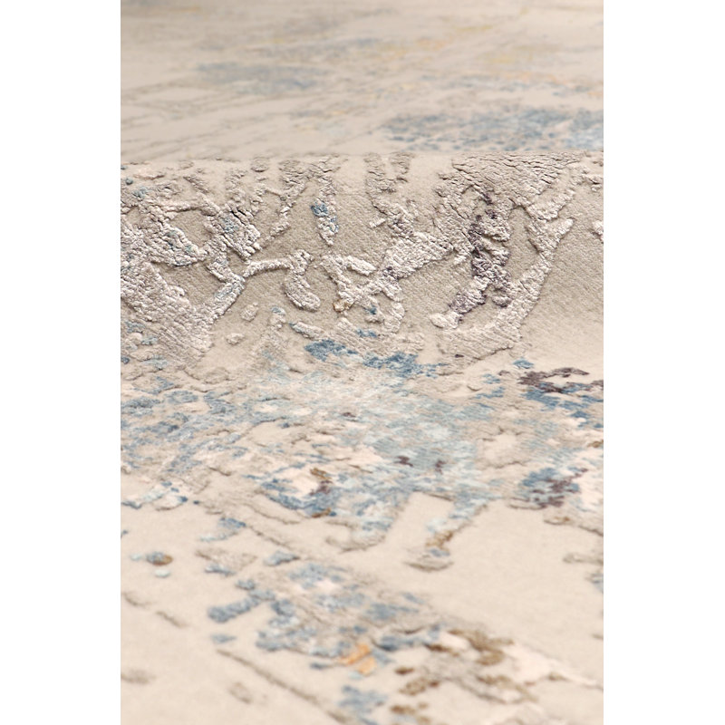 Hand Knotted Abstract Area Rug in Beige, Rectangle 12' x 15'2"
