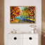 Impression de toile de paysage orange sur fond de feuilles de forêt d'automne orange pour le décor de chambre à coucher M03-104074591-104074592