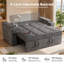 Canapé-lit convertible 3 en 1 de 165 cm avec lit gigogne, revêtement en chenille et table d'appoint pivotante à 360°, canapé pliant moderne pour salon-1390892698