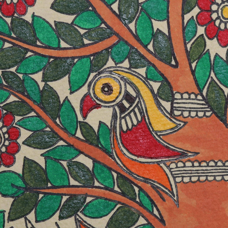 Reproduction murale en polyester Madhubani