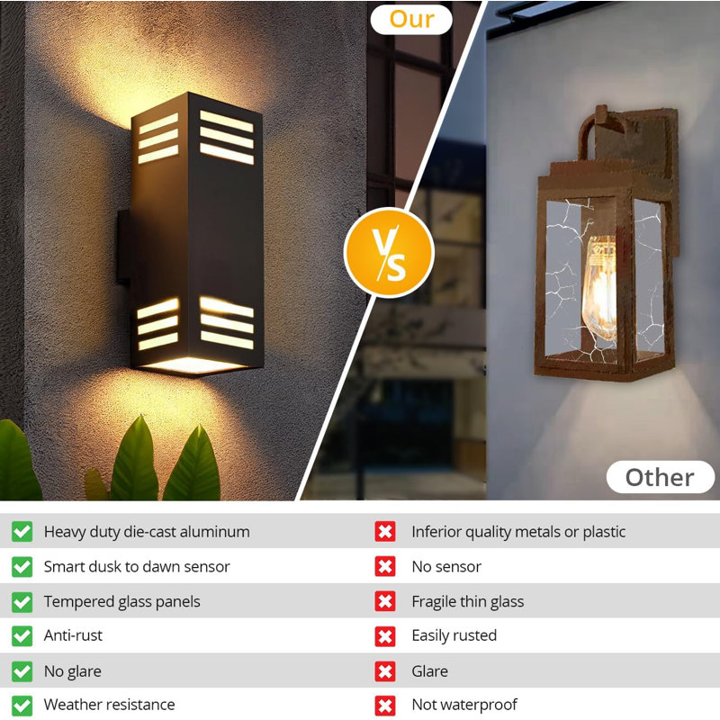 DASTOR 2 Pack Outdoor Wall Lights, Up and Down Porch Lights Outdoor Wall Mount, Aluminum Waterproof Exterior Light Fixture for House Garag＿並行輸入品 DASTOR 2 Pack Outdoor Wall Lights, Up and Down Porch Lights