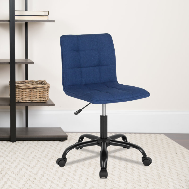 Home and Office Armless Task Office Chair with Tufted Back/Seat, Blue