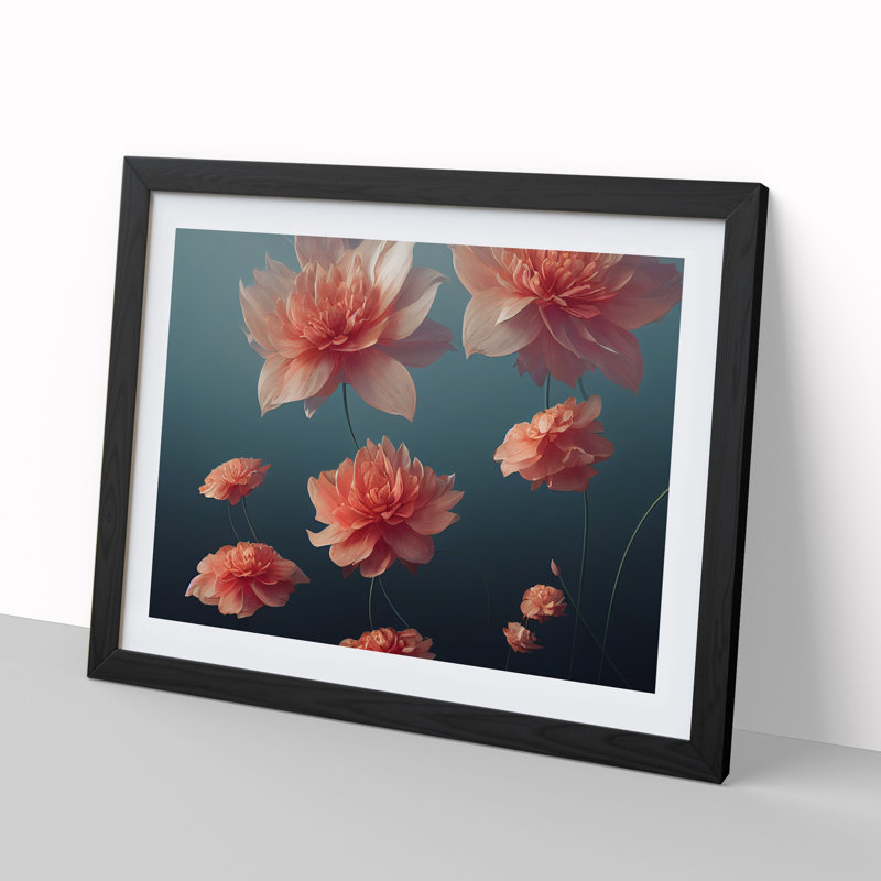 Illuminating Flowers - Single Picture Frame Print, 25cm H x 34cm W x 2cm D, Black