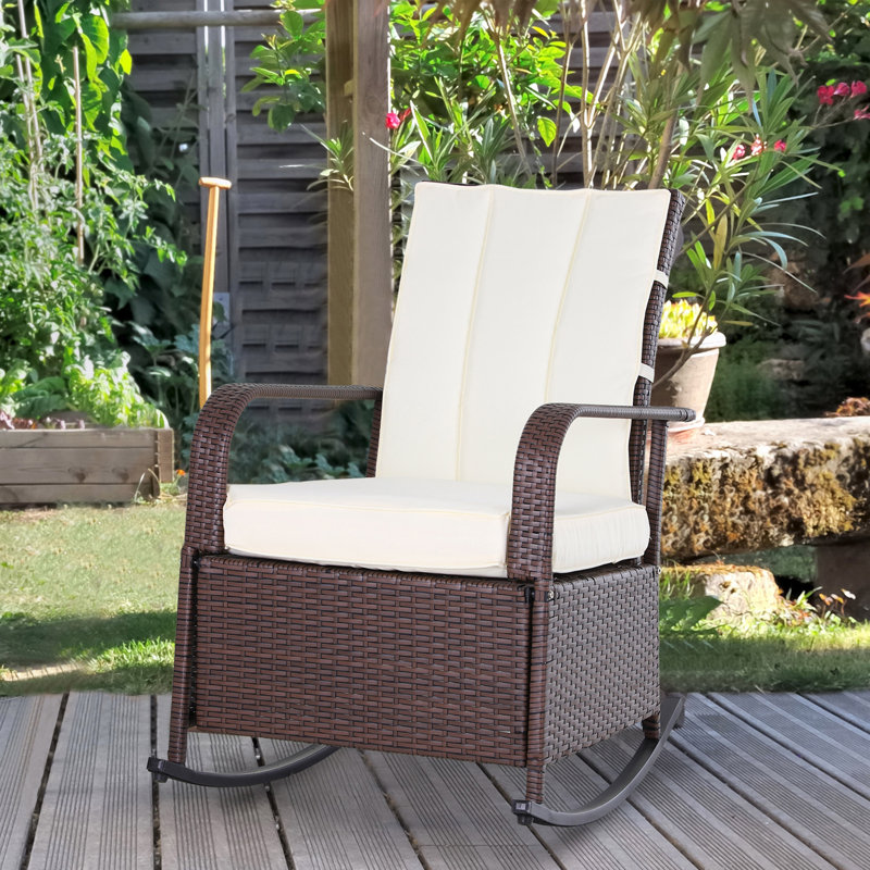 Chaise berçante d'extérieur en osier Outsunny (excluant la table)