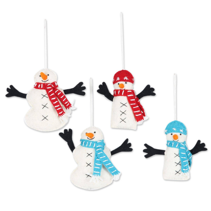 Ornement suspendu 4 pièces bonhomme de neige