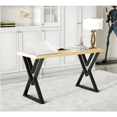 Metal Desk Legs - Diamond Shape Black Industrial Modern Dining Table Legs, Set Of 2