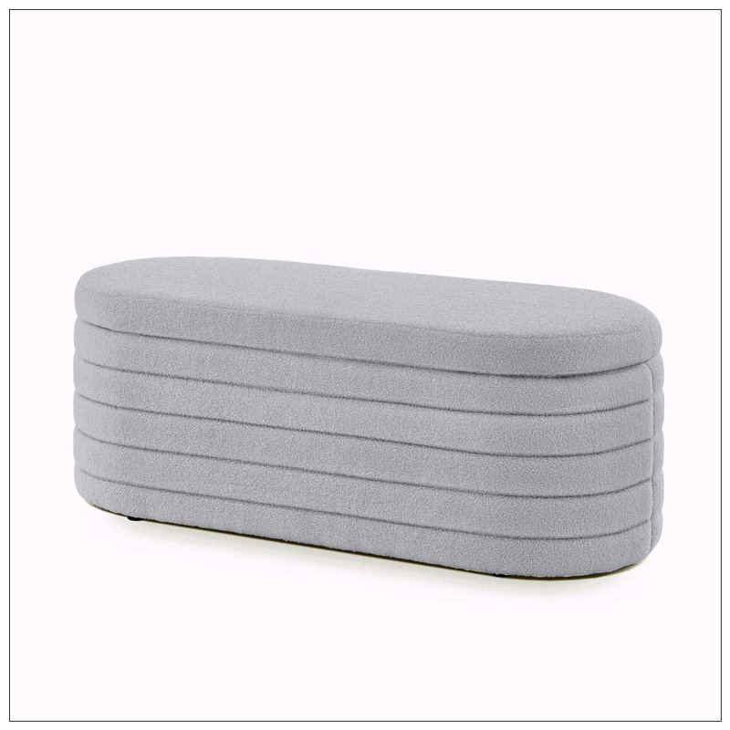 Banc de rangement moderne avec repose-pieds ovale, Grey