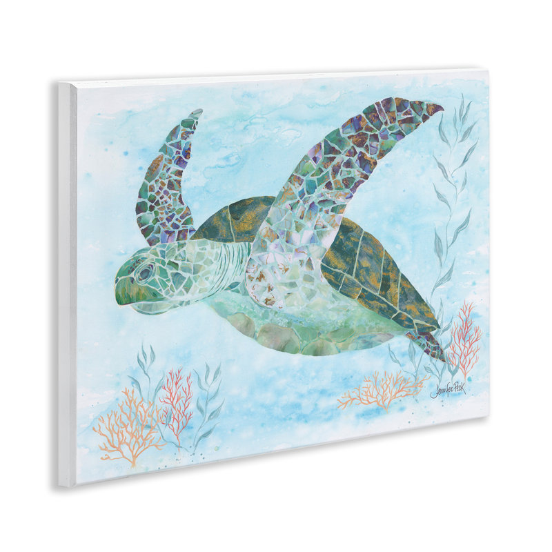 Art mural mosaïque tortue sous l'eau par Jennifer Peck