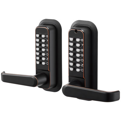 Mechanical Keyless Entry Door Lock, 2.0 Code Upgrade, 4-7 Digits Code, Double-Sided Push Button Combination Keypad Door Lock with Handle, Auto Locking, Oil-Rubbed Bronze
