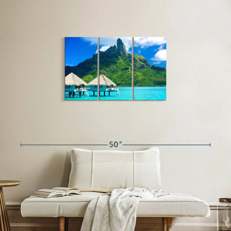 Scène de plage Gillard Tahiti, H 20 po x l 33 po