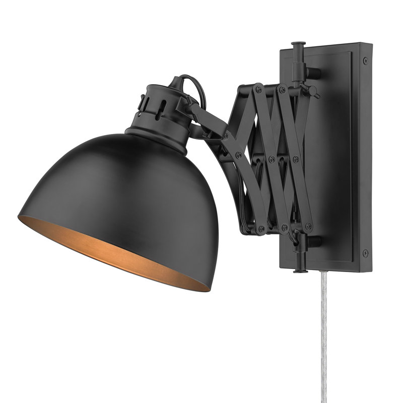 Joanie Steel Swing Arm Sconce, Matte Black, Matte Black