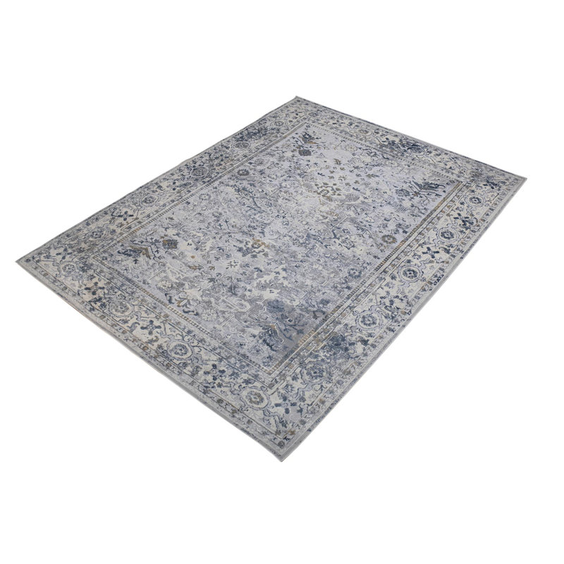 Tapis oriental gris / bleu Losino, Rectangle 5 pi 1 po x 7 pi 7 po