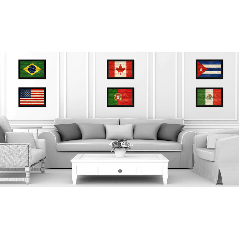 « portugal country flag », peinture sur toile encadrée, H 27 po x l 39 po x P 1 po, Encadrement noir